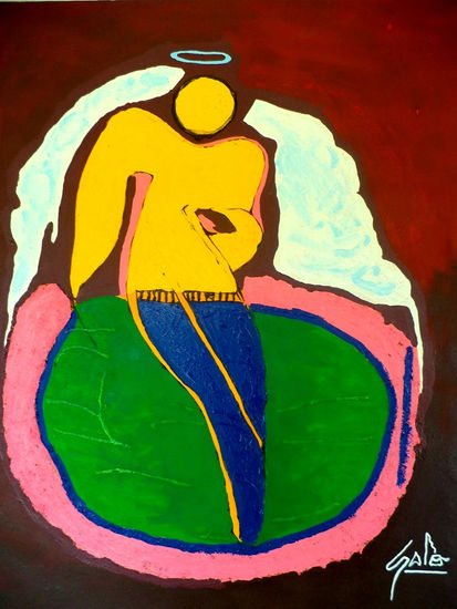 HNO. OSCR GALO ( Angel Picasiano 101 X  123 cm ( PRECIO US$  13,000 Mixed media Canvas Figure Painting