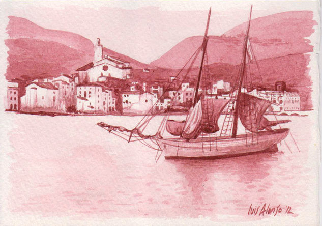 Cadaqués, Girona Watercolour Card Landscaping