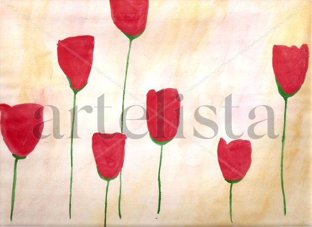 TULIPANES FLOTANTES Watercolour Paper Floral Painting