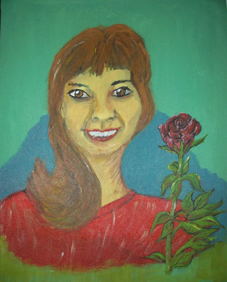 Dama en rojo Acrylic Canvas Portrait