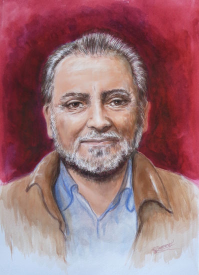 Julio Anguita Watercolour Paper Portrait