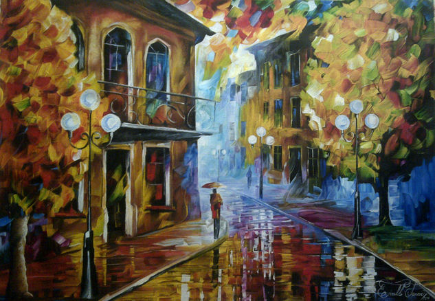 Fall rain Oil Canvas Landscaping