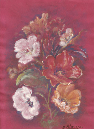 Anémonas en rojo Gouache Card Floral Painting