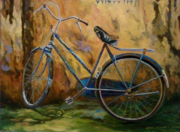 BICICLETA AZUL Oil Panel Landscaping