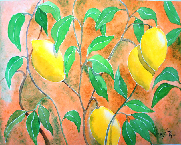 limones naturales Watercolour Paper Floral Painting