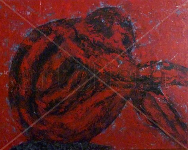 HOMBRE EN ROJO Acrylic Canvas Figure Painting