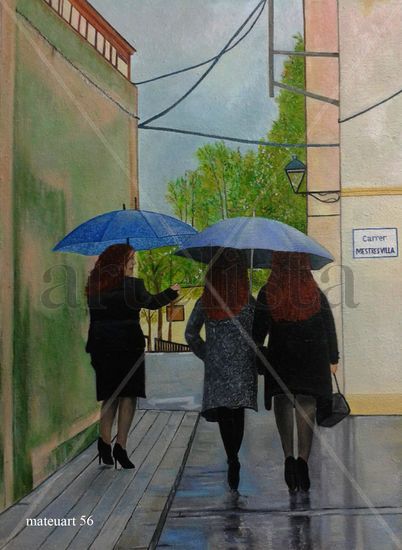 Tres dones del Masnou Oil Canvas Landscaping