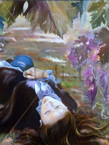 "La siesta" Oil Canvas Figure Painting