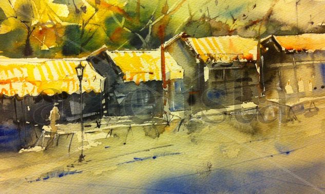 Cuesta de Moyano, Madrid Watercolour Paper Landscaping