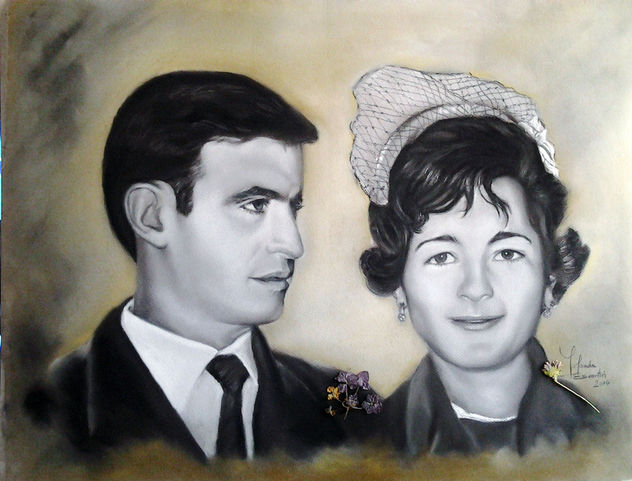 Retrato a carboncillo para aniversario
