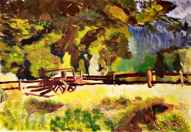 paisaje con carro