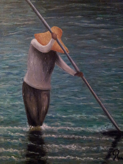 el pescador oculto Oil Canvas Marine Painting