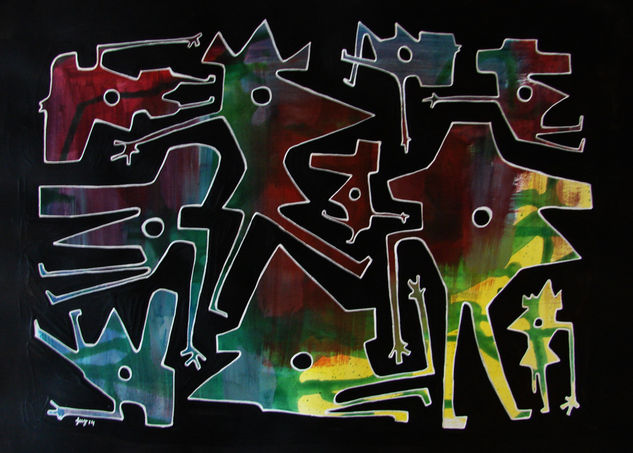 escondidos Acrylic Paper Figure Painting