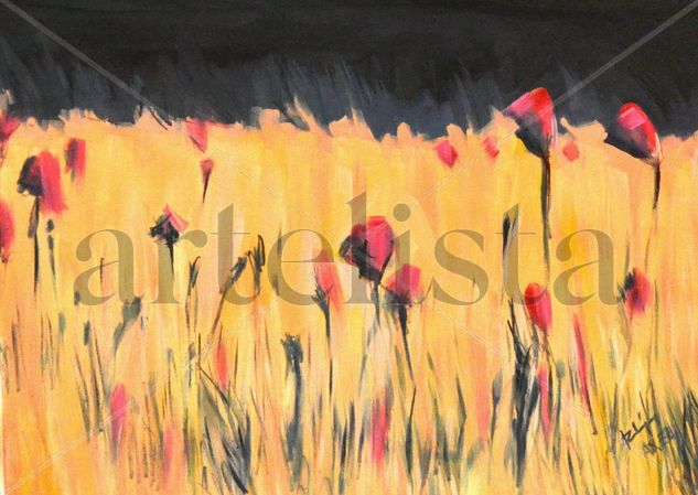 Trigo y Amapolas Oil Canvas Landscaping