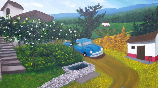 El Carro de Don Acacio Oil Canvas Landscaping