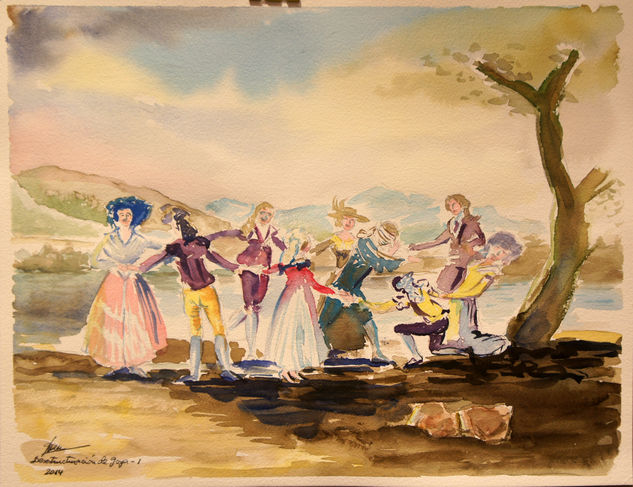 Desestructuración de Goya-1 Watercolour Paper Figure Painting