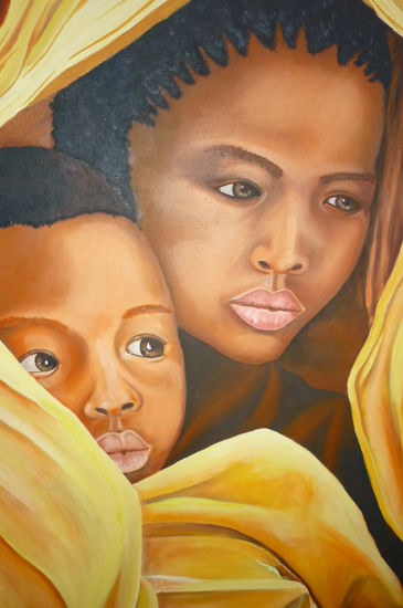 Madre y niño Oil Canvas Portrait