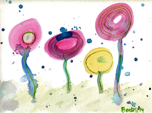 Flores de color Watercolour Paper Floral Painting