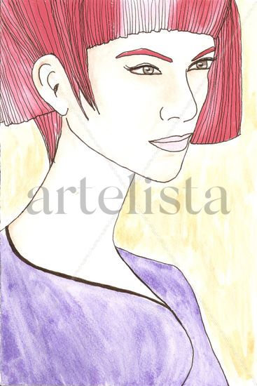 FUCSIA ORIENTAL Watercolour Paper Portrait