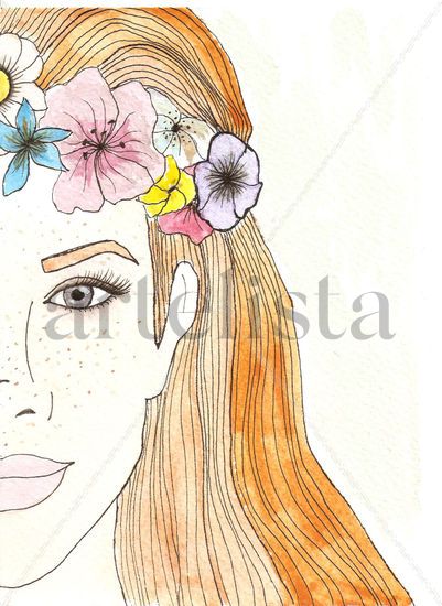 NARANJA CORONA Watercolour Paper Portrait