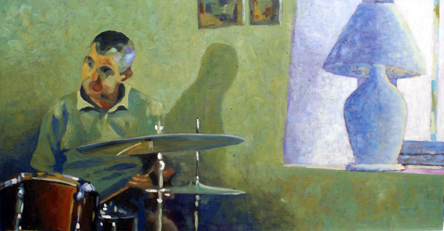 Jam Session Oil Panel Figure Painting