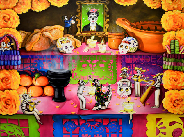 Fiesta de Muertos Oil Canvas Figure Painting