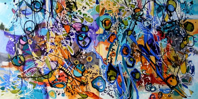 Culuarul meduzelor ABSTRACT by E.BISSINGER Oil Canvas Others