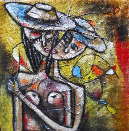 Encuentro Oil Textile Figure Painting