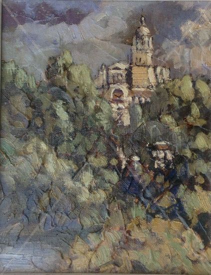 Catedral de Salamanca desde el rio Tormes. Oil Canvas Landscaping