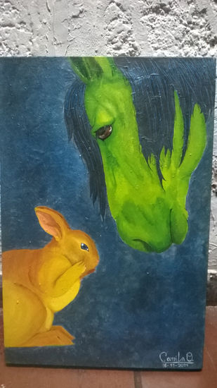 Caballo verde Acrylic Canvas Animals