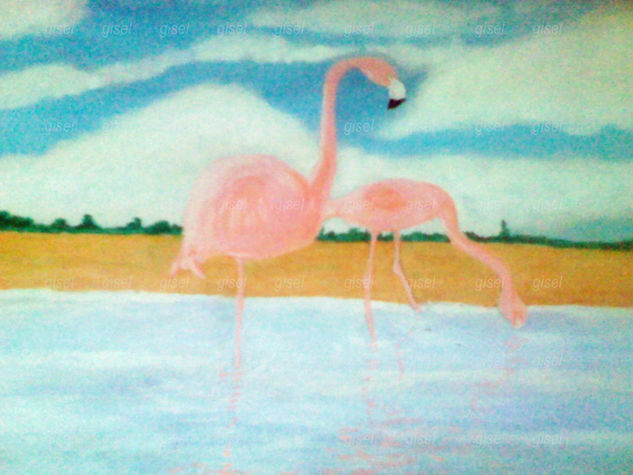 Flamencos Acrylic Canvas Animals