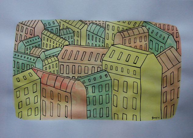 Recortes de Montmartre. Acrílico Papel Paisaje