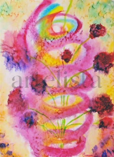 La Danza del Magenta Watercolour Paper Floral Painting