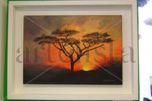 Atardecer en Africa Oil Canvas Landscaping