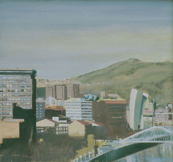 EL PUENTE BLANCO ( Bilbao puente Zubizuri o de Calatrava) Oil Panel Landscaping