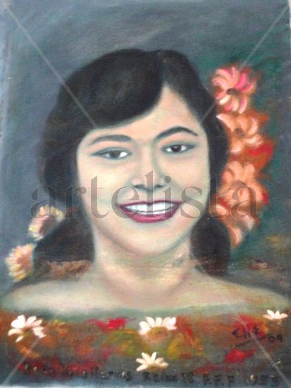 Ambato tierra de reinas,frutas y flores Oil Canvas Portrait