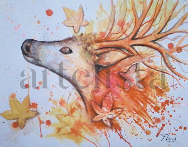 Venado naranja Mixed media Paper Animals