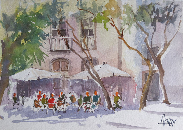 tomando un café Watercolour Paper Others