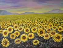 Girasoles al atardecer