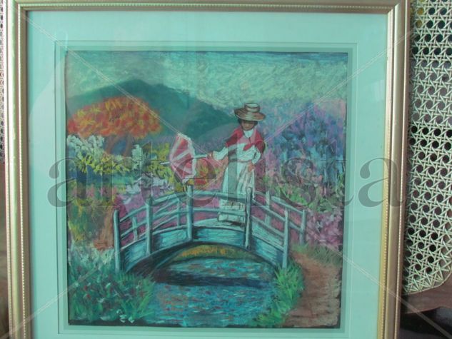 mujer de ciudad Pastel Papel Paisaje