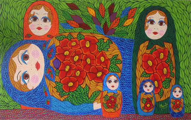 Muñecas rusas II Acrylic Canvas Figure Painting