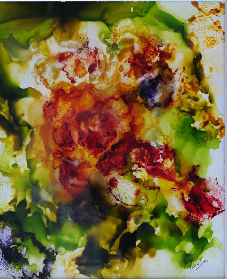 Nebulosa Mixed media Glass Floral Painting