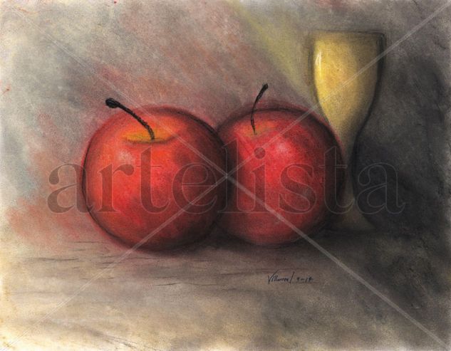 Manzanas rojas Pastel Paper Still Life Paintings