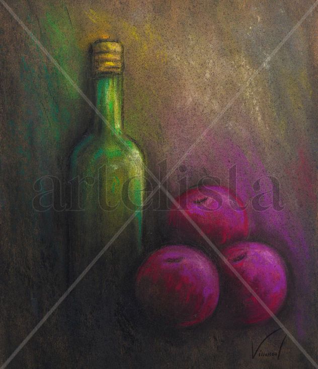 Botella y ciruelas