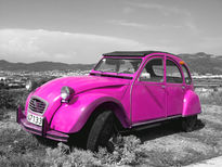 Pink classic car