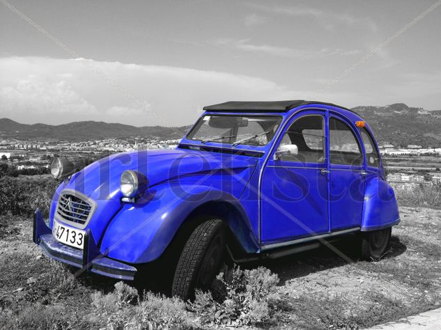 Blue classic car Otras temáticas Técnicas alternativas