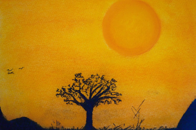 African Sunset Pastel Otros Paisaje