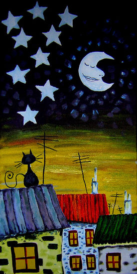 a la luna se le ve el ombligo Oil Canvas Landscaping