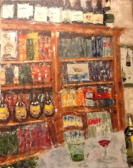 Vini e libri Oil Canvas Still Life Paintings