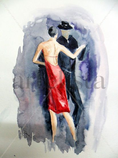 Tango Acuarela Papel Figura